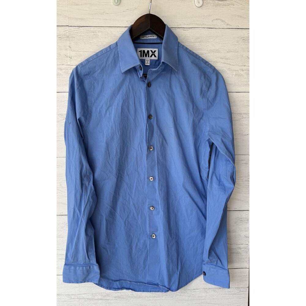 Express 1 MX Shirt Men's Size Small (2) Extra slim fit Button Front Blue & Gray
